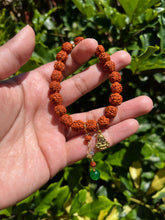 Load image into Gallery viewer, GemDrop Dangle Bracelets: Rudraksha & Green jade with Buddha