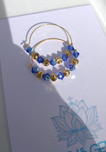 Load image into Gallery viewer, Sapphire Swarovski Gold Plated Hoop Earrings