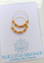 Load image into Gallery viewer, Topaz Swarovski Gold Plated Hoop Earrings