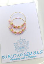 Load image into Gallery viewer, Pink Tourmaline Swarovski Gold Plated Hoop Earrings