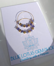 Load image into Gallery viewer, Tanzanite Swarovski Gold Plated Hoop Earrings