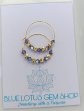 Load image into Gallery viewer, Tanzanite Swarovski Gold Plated Hoop Earrings