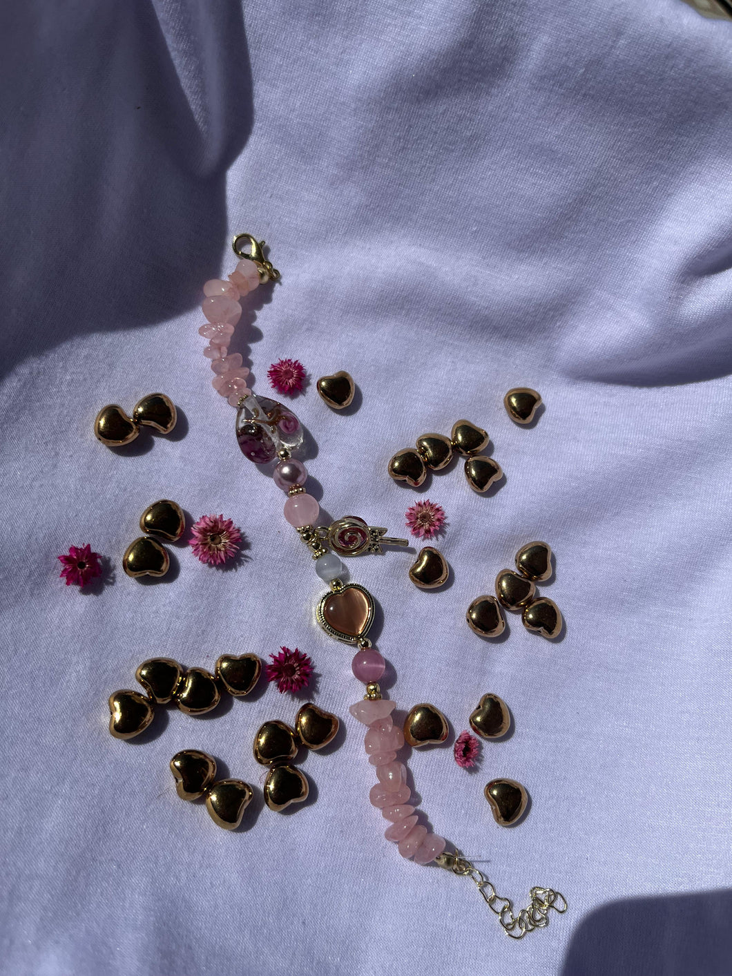 Rose Quartz Charm Adjustable Bracalet